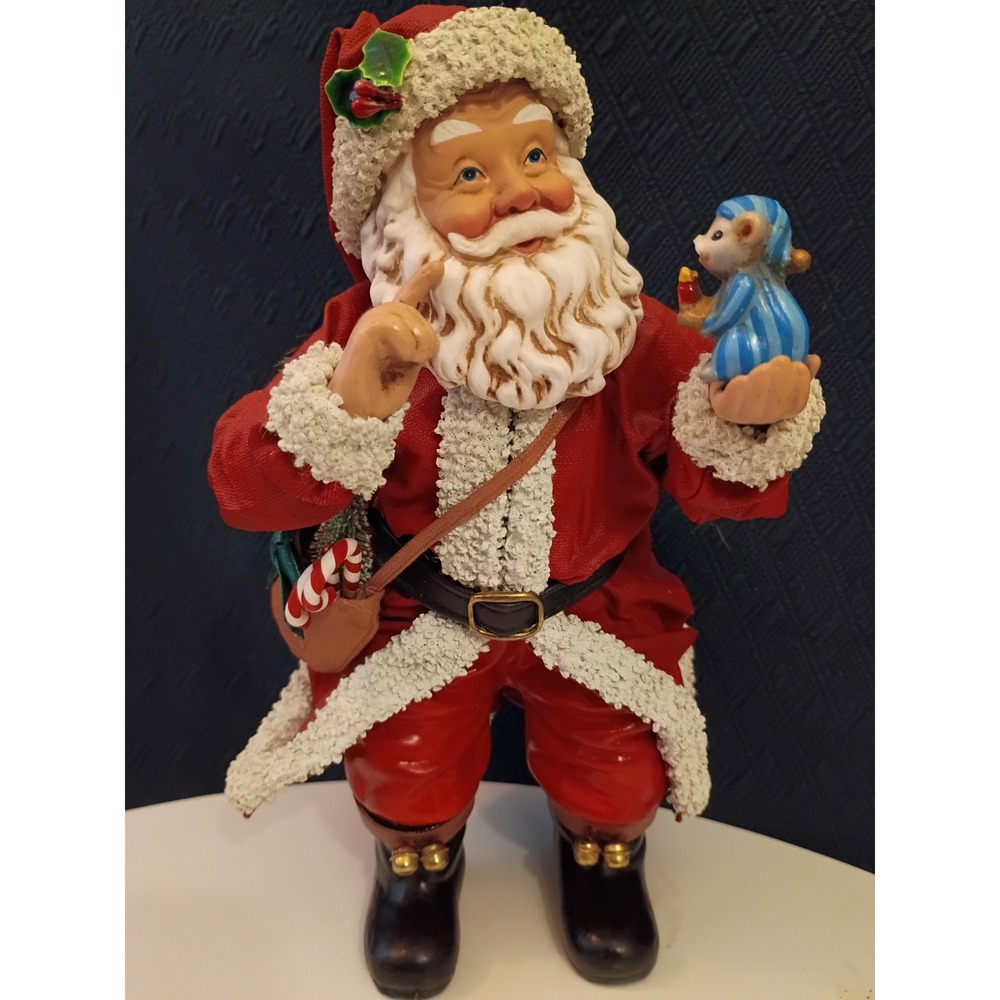 Possible Dreams Clothtique Santa with Mouse Figurine 1996 Christmas Decor 10in